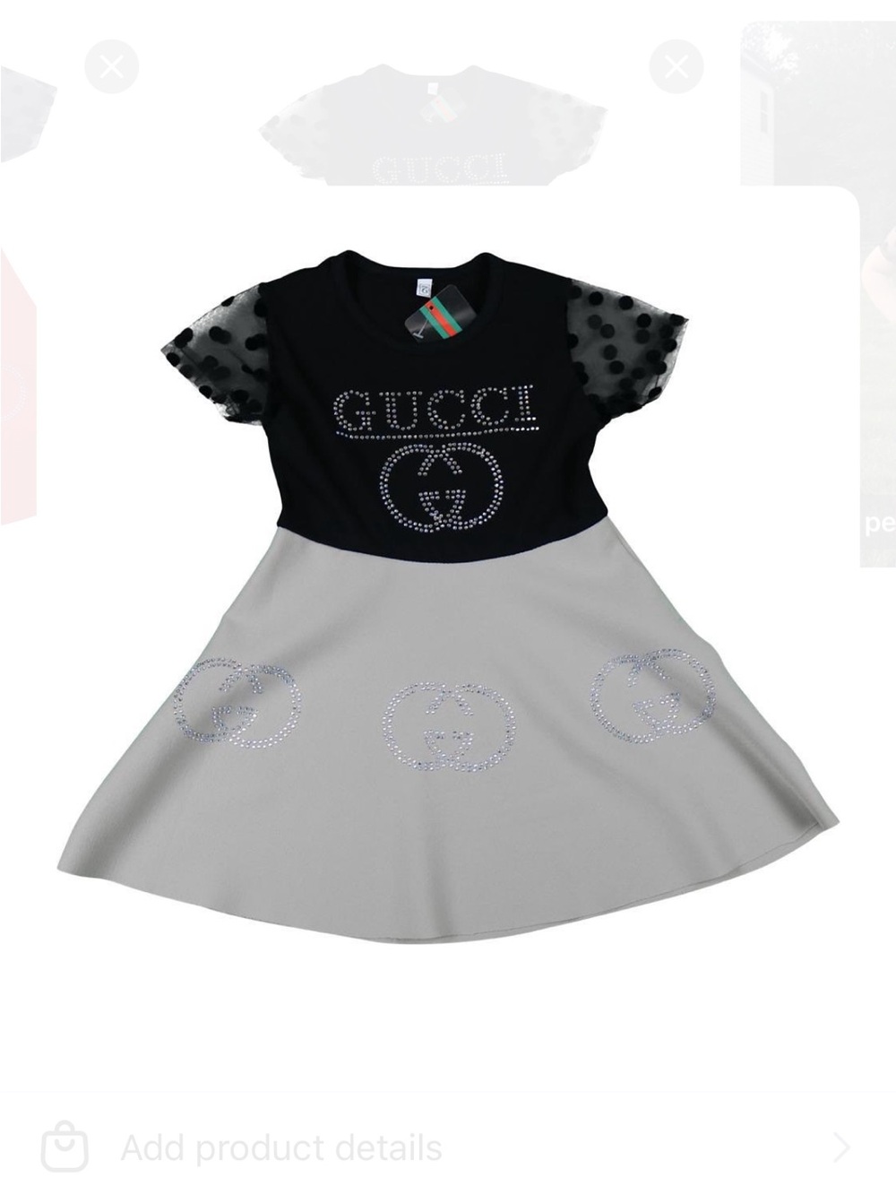 Gucci Black Bodice with White Skirt Kids Formal Dress